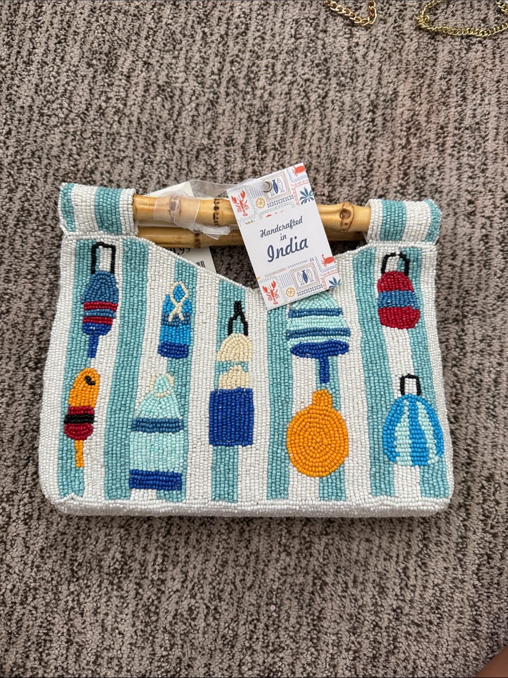 Marshalls Beaded Mini Bag in White, Aqua, Blue, Orange, Red